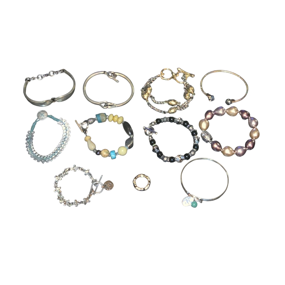 Mixed 11 Piece Lot‎ of Various Fashion Jewelry Brands With 10 Bracelets & 1 Ring
